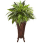 32"  Mixed Greens and Fern Artificial Plant in Decorative Stand