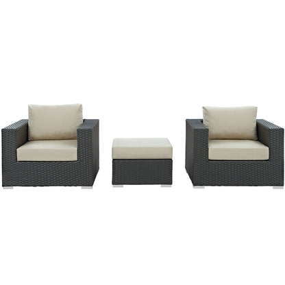 Sojourn 3 Piece Outdoor Patio Sunbrella¨ Sectional Set by Modway