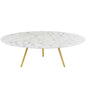 Lippa 48" Round Faux Marble Coffee Table with Tripod Base by Modway