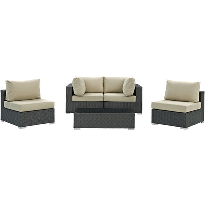 Sojourn 5 Piece Outdoor Patio Sunbrella¨ Sectional Set by Modway