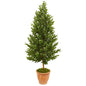 5' Olive Cone Topiary Artificial Tree in Terra Cotta Planter UV Resistant