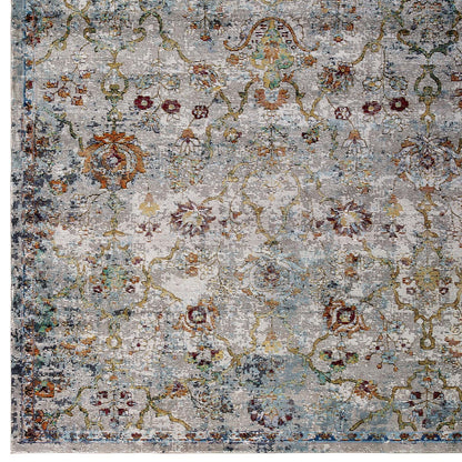 Success Manuka Distressed Vintage Floral Lattice 4x6 Area Rug by Modway