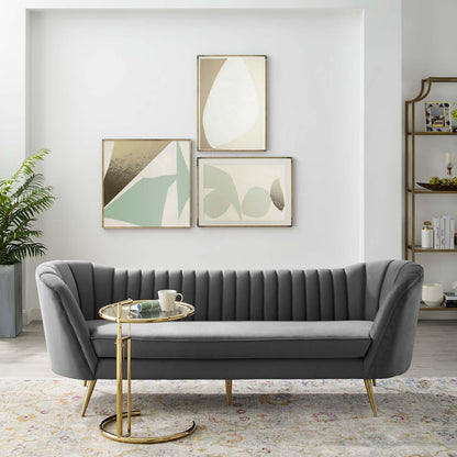 Opportunity Vertical Channel Tufted Curved Performance Velvet Sofa by Modway