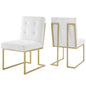 Privy Gold Stainless Steel Upholstered Fabric Dining Accent Chair Set of 2 by Modway