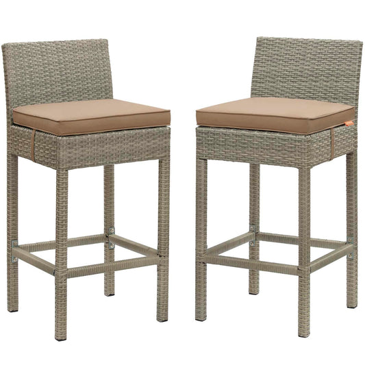 Conduit Outdoor Patio Wicker Rattan Bar Stool Set of 2 by Modway