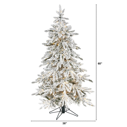 5' Flocked Gr& Northern Rocky Fir Artificial Christmas Tree