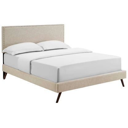 Macie Fabric Queen Platform Bed with Round Splayed Legs by Modway