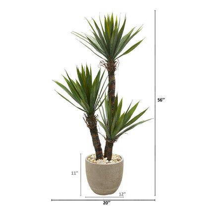 56" Yucca Artificial Tree in Sandstone Planter