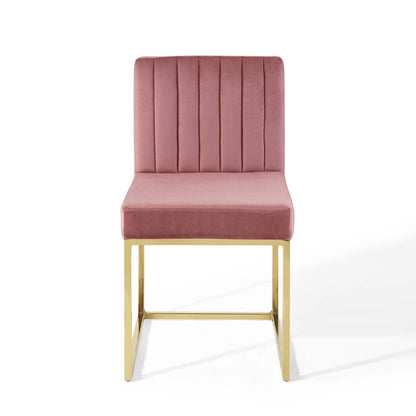 Carriage Channel Tufted Sled Base Performance Velvet Dining Chair by Modway