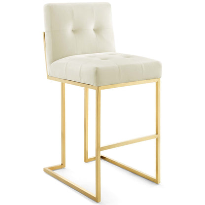 Privy Gold Stainless Steel Performance Velvet Bar Stool Set of 2 by Modway