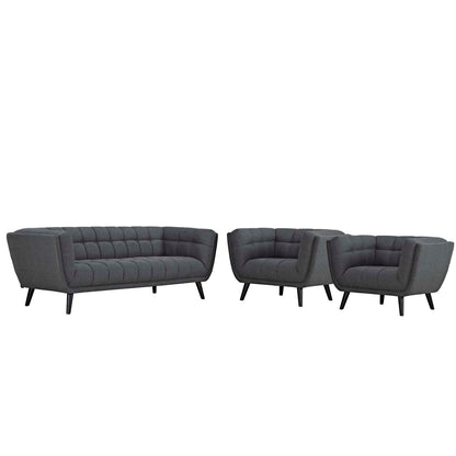 Bestow 3 Piece Upholstered Fabric Sofa and Armchair Set by Modway