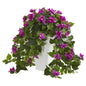 Bougainvillea Artificial Plant in White Tower Planter