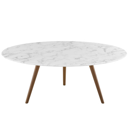 Lippa 40" Round Faux Marble Coffee Table with Tripod Base by Modway