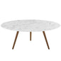 Lippa 40" Round Faux Marble Coffee Table with Tripod Base by Modway