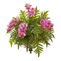 Phalaenopsis Orchid and Fern Artificial Plant in Metal Hanging Bowl