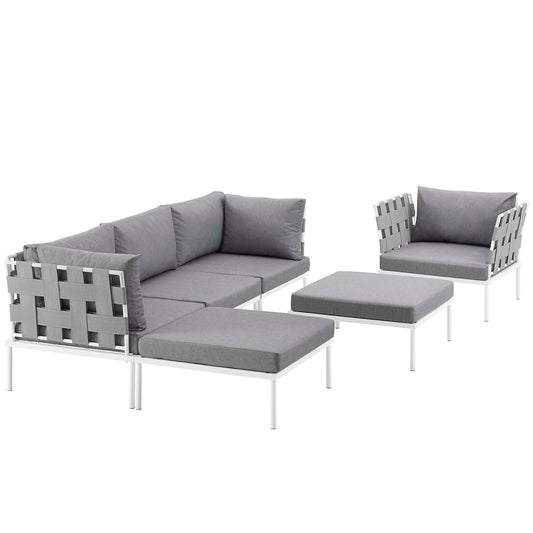 Harmony 6 Piece Outdoor Patio Aluminum Sectional Sofa Set by Modway