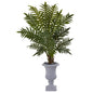 4.5' Evergreen Plant In Gray Urn 6320 By Nearly Natural