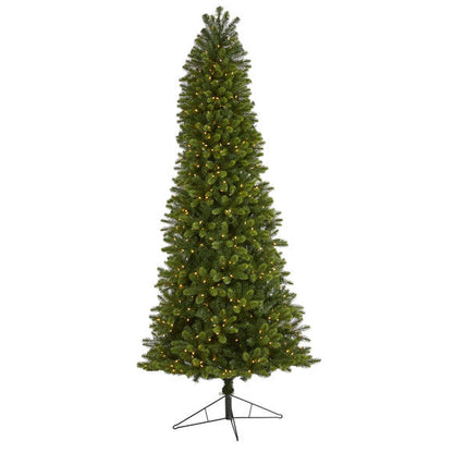 9' Slim Virginia Spruce Artificial Christmas Tree w 750 Warm White LED Lights