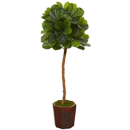 64" Fiddle Leaf Artificial Tree in Decorative Planter (Real Touch)