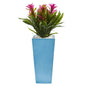 26" Triple Bromeliad Artificial Plant in Turquoise Tower Vase