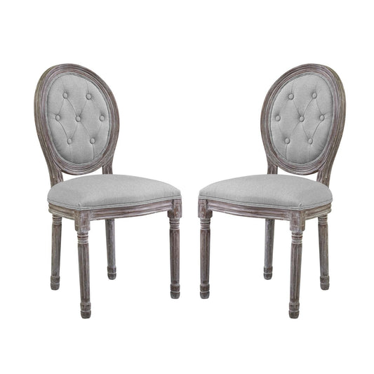 Arise Vintage French Upholstered Fabric Dining Side Chair Set of 2 by Modway