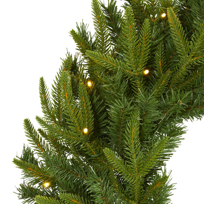 24" Long Pine Artificial Christmas Wreath with 35 Clear LED Lights