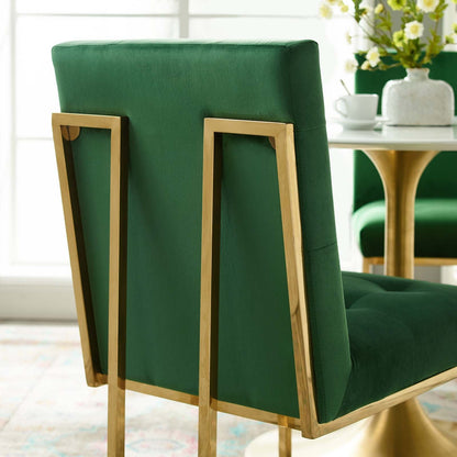Privy Gold Stainless Steel Performance Velvet Dining Chair by Modway