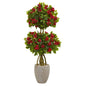 4.5' Double Bougainvillea Topiary Artificial Tree in Oval Planter