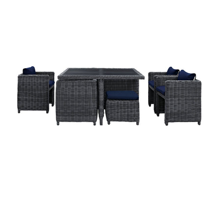 Summon 9 Piece Outdoor Patio Sunbrella¨ Dining Set by Modway