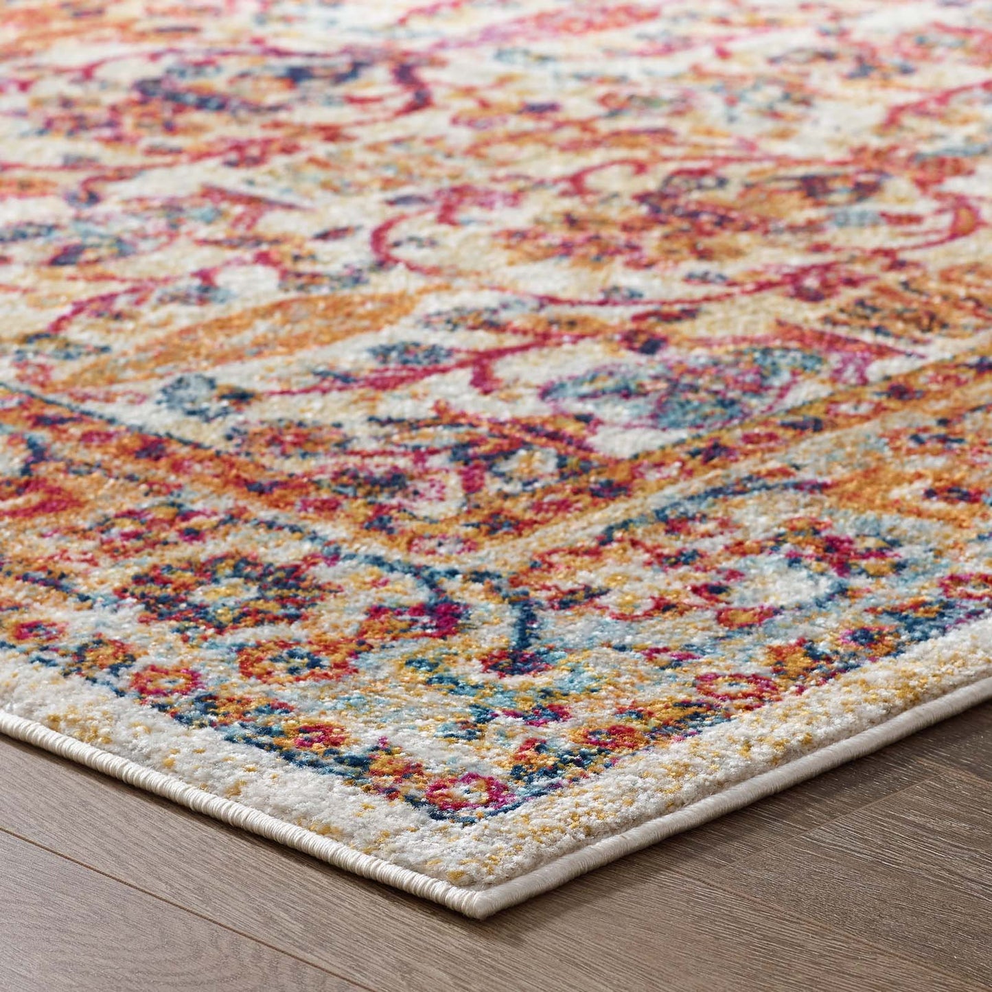 Entourage Jessa Distressed Vintage Floral Lattice 8x10 Area Rug by Modway