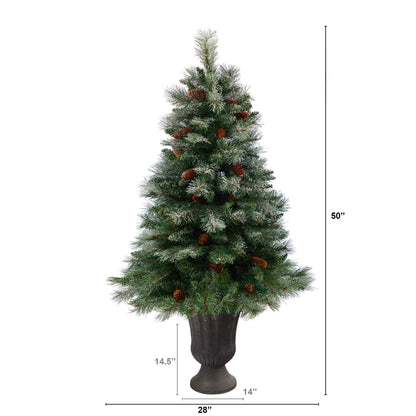 50' Snowed French Alps Mountain Pine Artificial Christmas Tree w/ 237 Bendable