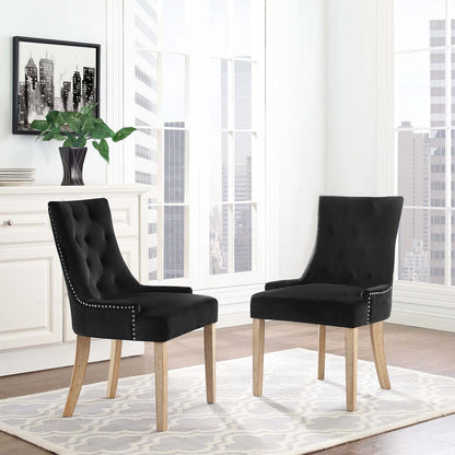 Pose Performance Velvet Dining Chair Set of 2 in Black