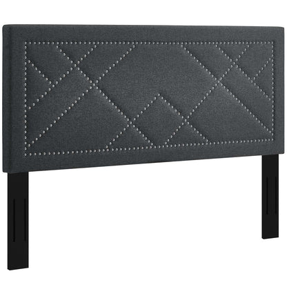 Reese Nailhead Upholstered Linen Fabric Full / Queen Headboard by Modway
