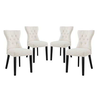 Silhouette Upholstered Fabric Dining Side Chairs Set of 4 by Modway