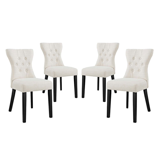 Silhouette Upholstered Fabric Dining Side Chairs Set of 4 by Modway