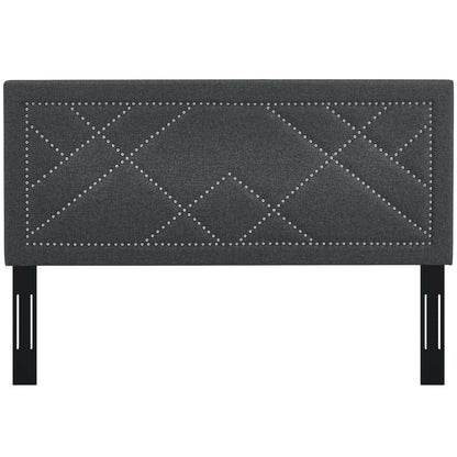 Reese Nailhead Upholstered Linen Fabric Full / Queen Headboard by Modway