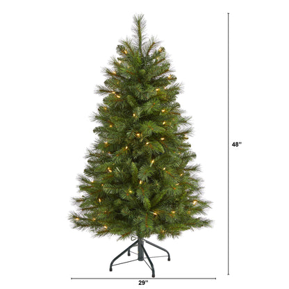 4' West Virginia Mountain Pine Artificial Christmas Tree w/ 100 Clear Lights