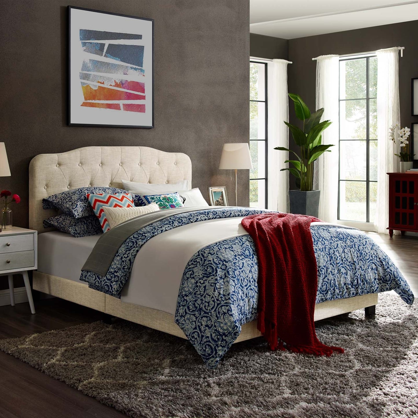 Amelia Upholstered Fabric Queen Bed by Modway