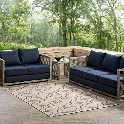 Linza Wave Abstract Trellis Indoor and Outdoor 5x8 Area Rug by Modway