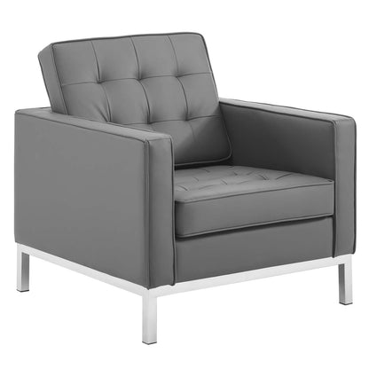 Loft Tufted Vegan Leather Armchairs Set of 2 by Modway