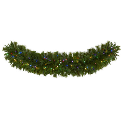 6' x 18" Christmas Pine Extra Wide Artificial Garland w/100 Multicolor LED