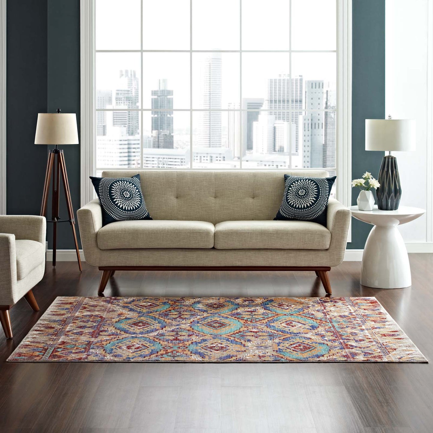 Centehua Distressed Southwestern Aztec 4x6 Area Rug by Modway