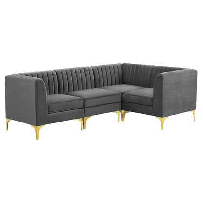 Triumph 4-Piece Channel Tufted Performance Velvet Sectional Sofa by Modway