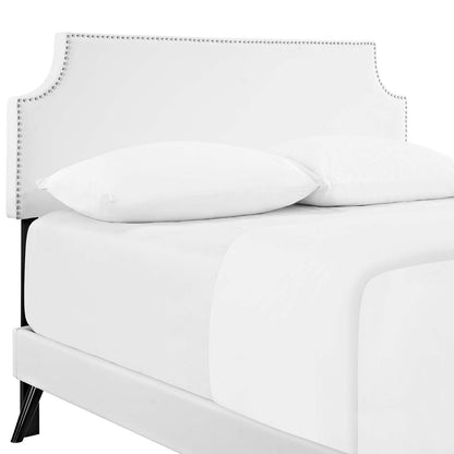 Corene Vinyl Queen Platform Bed with Round Splayed Legs by Modway