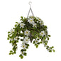 3' Poinsettia and Variegated Holly Artificial Plant in Metal Hanging Bowl