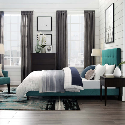 Melanie Tufted Button Upholstered Fabric Twin Platform Bed by Modway
