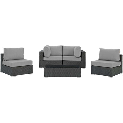 Sojourn 5 Piece Outdoor Patio Sunbrella¨ Sectional Set by Modway
