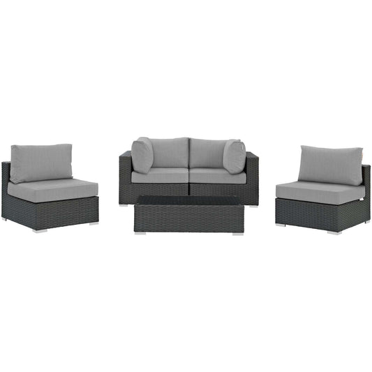 Sojourn 5 Piece Outdoor Patio Sunbrella¨ Sectional Set by Modway