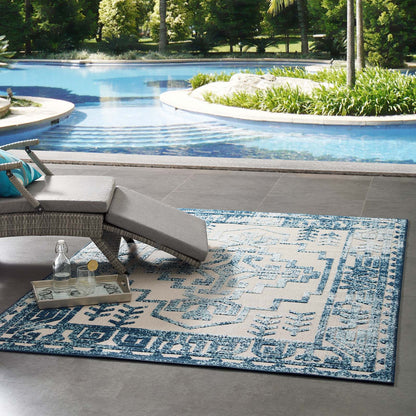 Reflect Nyssa Distressed Geometric Southwestern Aztec 5x8 Indoor/Outdoor Area Rug by Modway