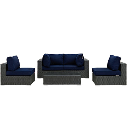 Sojourn 5 Piece Outdoor Patio Sunbrella¨ Sectional Set by Modway
